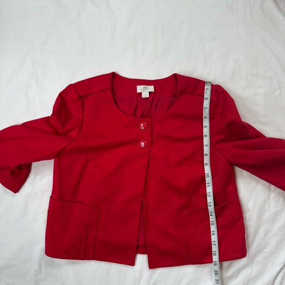 Ann Taylor LOFT Red Crop Blazer Suit Jacket Business Buttons - Picture 5 of 6